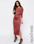 Asos Petite City Maxi Dress With Long Sleeves And Waist Detail - Paprika