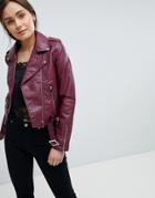 Parisian Faux Leather Jacket - Red