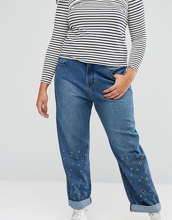 Alice & You Eyelet Boyfriend Jeans - Blue