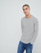Another Influence Fine Stripe Contast Neck Pocket Long Sleeve Top - Black
