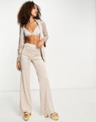 Asos Design Wide Leg Slinky Suit Pant In Pearl-white