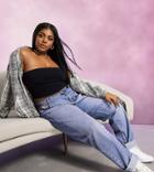 Asos Design Curve High Rise 'slouchy' Mom Jeans In Midwash-blues