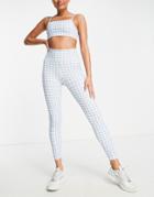 Daisy Street Active Gingham High Waisted Leggings In Blue - Exclusive To Asos