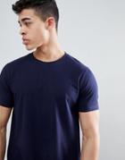 Asos Design Longline T-shirt With Crew Neck In Navy - Navy