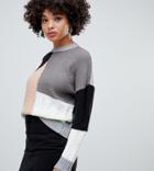 Missguided Color Block Sweater In Multi - Gray