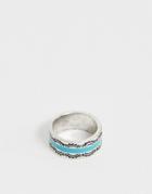 Icon Brand Silver & Blue Band Ring - Silver
