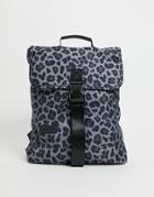 Consigned Flap Over Backpack In Gray Animal Print-multi