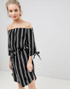 Jdy Striped Woven Bardot Dress - Multi