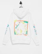 Asos Design Oversized Hoodie With Multi Placement Prints-white
