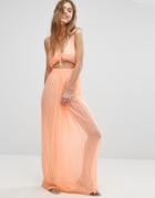 Asos Pleated Beach Maxi Dress With Strapping - Orange