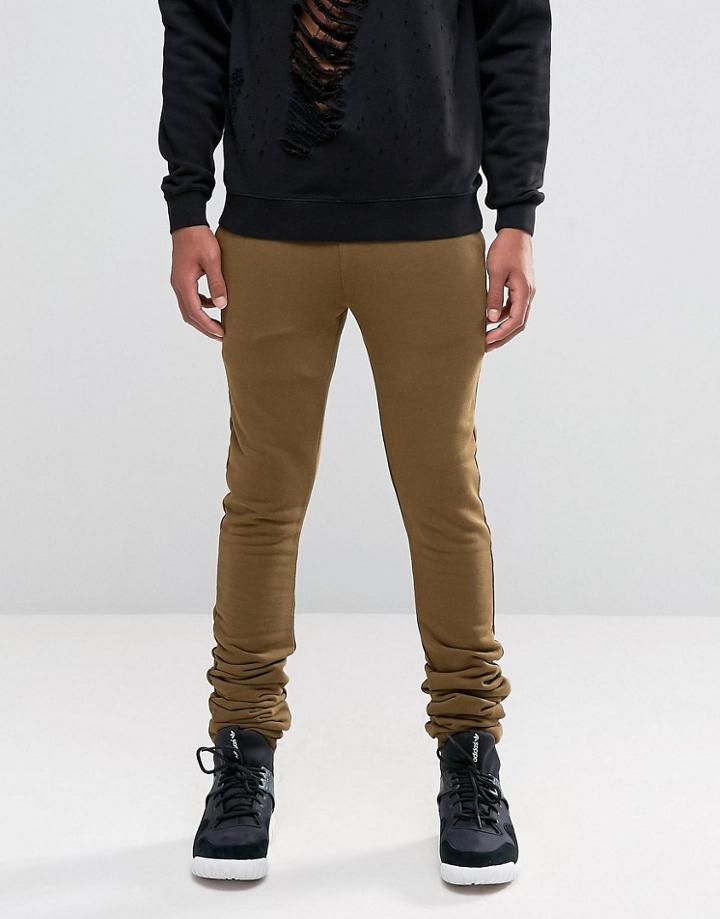Asos Stacker Joggers In Khaki - Green