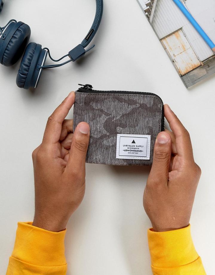 Asos Zip Around Wallet In Black Camo - Black