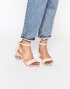 Truffle Collection Clear Heel Strap Sandal - Nude