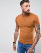 Asos Muscle Fit Polo In Tan - Brown
