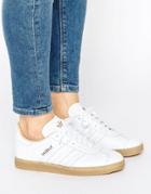 Adidas Originals White Leather Gazelle Sneakers With Gum Sole - White