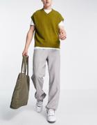 Asos Design Linen Pants In Relaxed Fit In Charcoal-gray