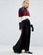 Just Female Pleat Skirt In Velvet - Black