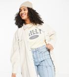 Missguided Plus Contrast Stitch Denim Shirt In Sand-neutral