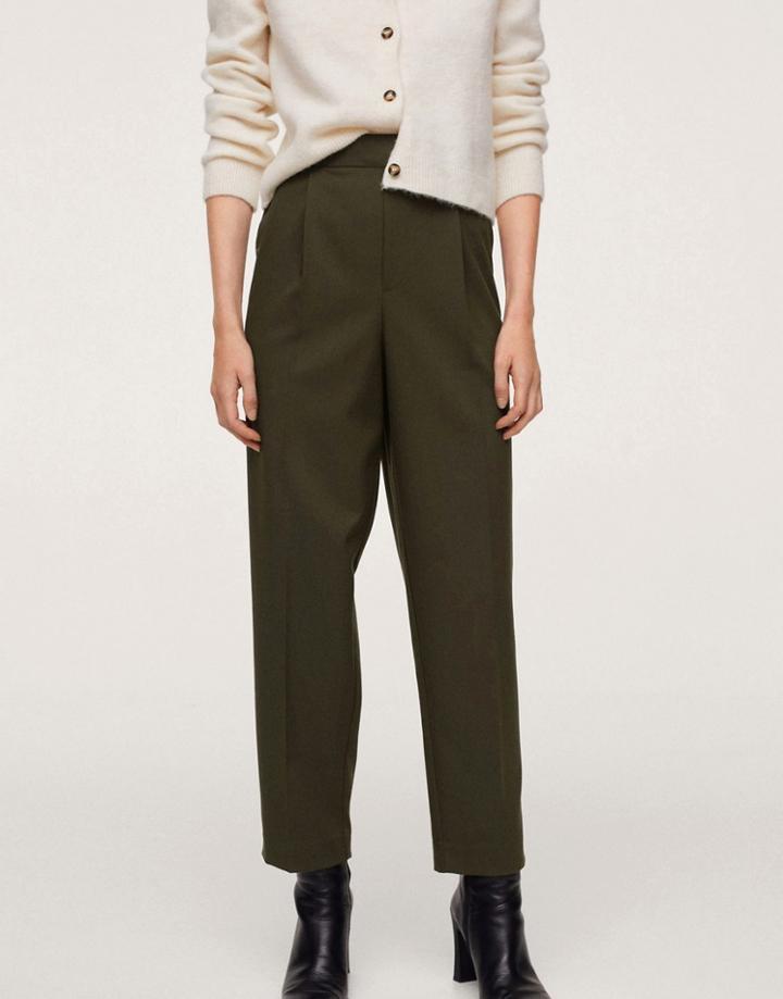 Mango Tailored Straight Leg Pants In Brown