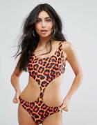 Missguided Leopard Print Swimsuit - Multi