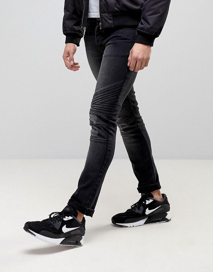 Loyalty And Faith Hayden Skinny Biker Jeans In Black - Black