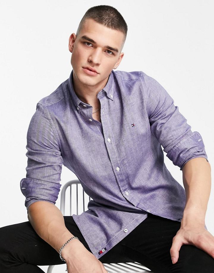 Tommy Hilfiger Herringbone Slim Fit Shirt In Navy