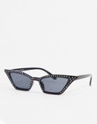 Aj Morgan Embellished Cat Eye Sunglasses In Black