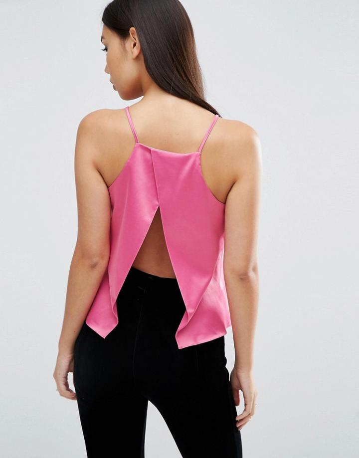 Asos Satin Wrap Back Cami Top - Pink