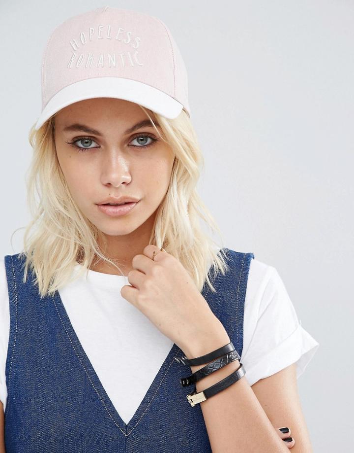 Asos Baseball Cap With Hopeless Romantic Slogan - Pink