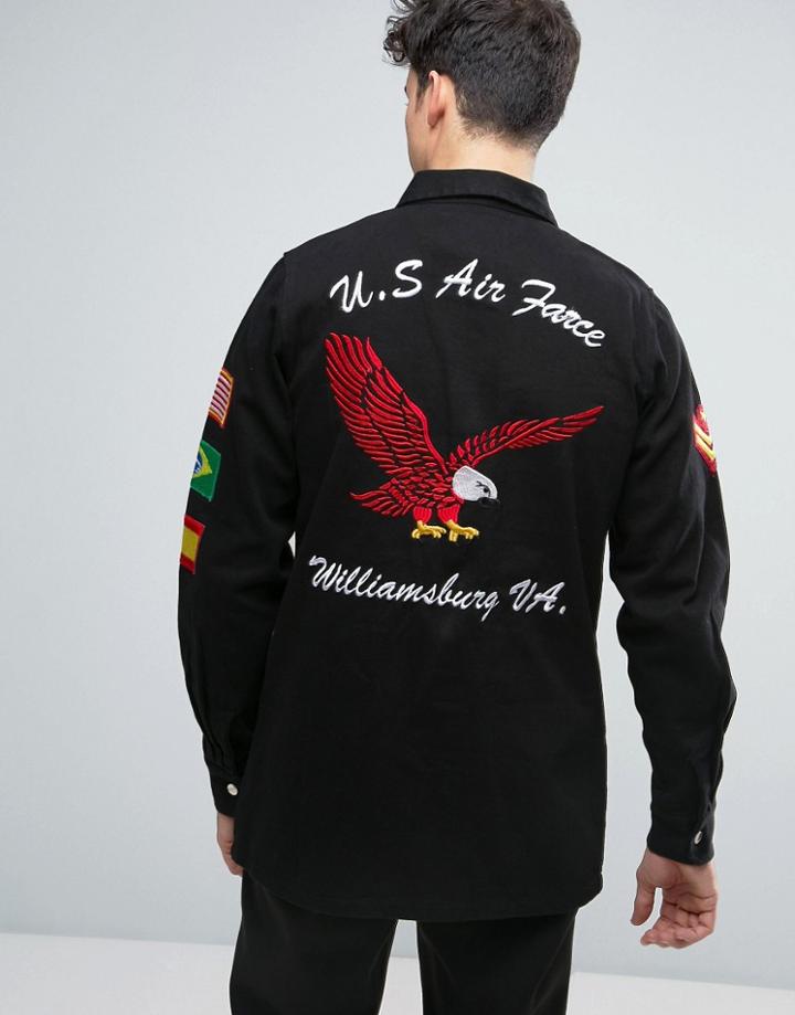 Liquor & Poker Military Jacket Badges Washed Black - Black