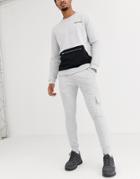 Asos Design Two-piece Skinny Jogger In Gray Marl With Utility Pocket