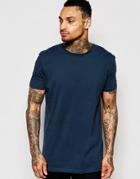 Asos Longline T-shirt In Relaxed Skater Fit In Blue - Cadet Blue