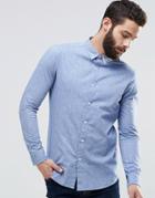 Farah Oxford Shirt With 2 Color Weave In Slim Fit Blue - Vivid Blue