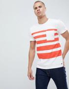 Esprit Heavyweight Stripe T-shirt With Pocket - White