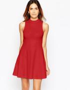 Asos High Neck Empire Dress-red