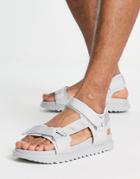 Asos Design Tech Sandals In Gray With Shark Tooth Sole