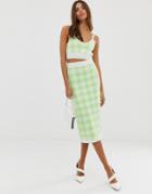 Asos Design Two-piece Check Knitted Midi Skirt - Green