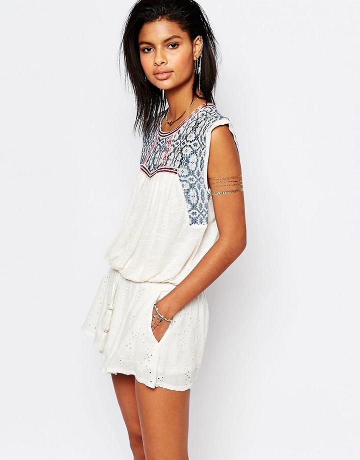 Tularosa Memphis Top With Embroidered Yoke - Sky