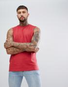 Asos Design Relaxed Fit Tank With Dropped Armhole In Red - Red