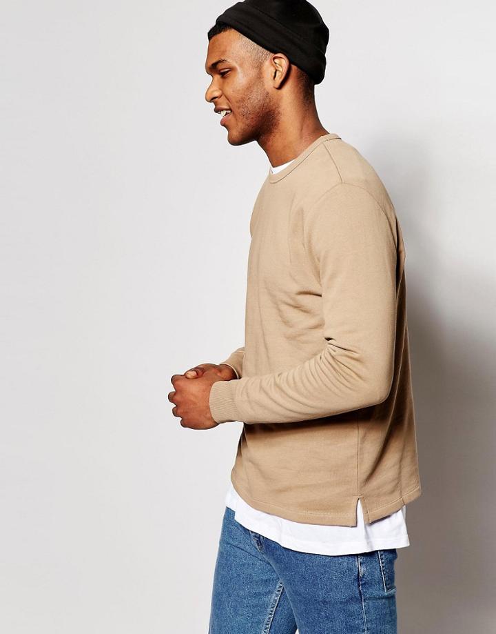 Asos Sweatshirt In Beige - Sand Dune