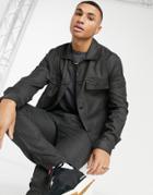 Asos Design Smart Trucker Jacket In Burgundy Mini Check - Part Of A Set-red