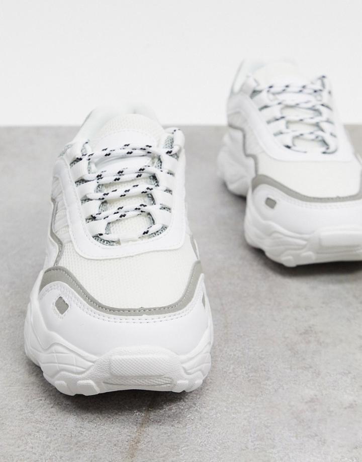 Truffle Collection Chunky Sneakers With Bubble Sole In White And Gray