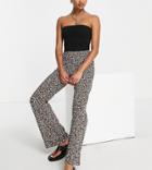 Only Petite High Waisted Flared Pants In Black Ditsy Floral-multi
