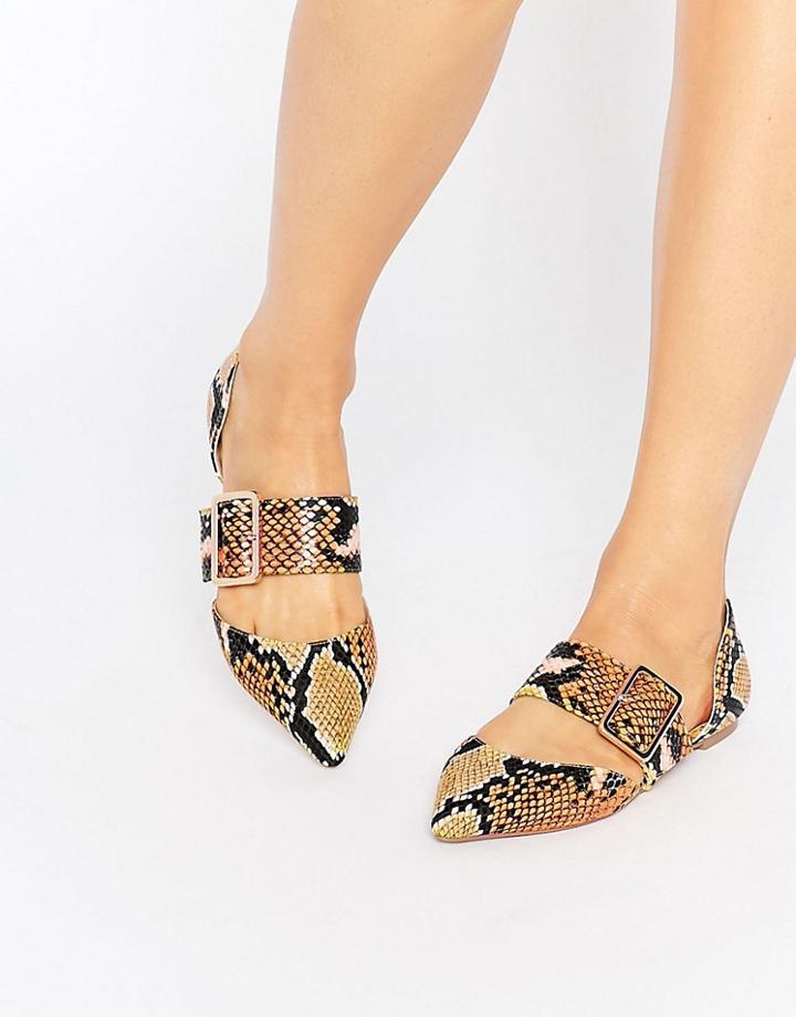 Asos Laguna Pointed Ballet Flats - Snake