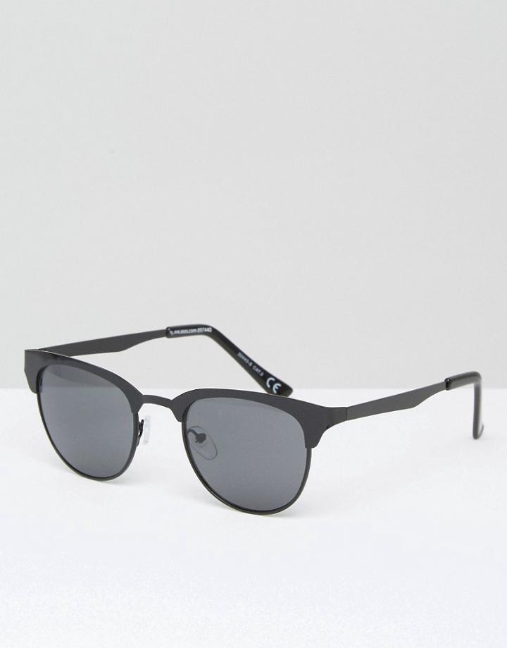 Asos Retro Sunglasses In Black Sheet Metal - Black