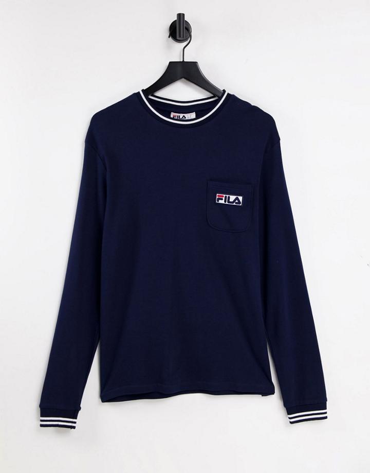 Fila Long Sleeve Top With Logo In Navy