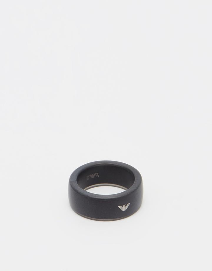Emporio Armani Logo Ring In Black - Black