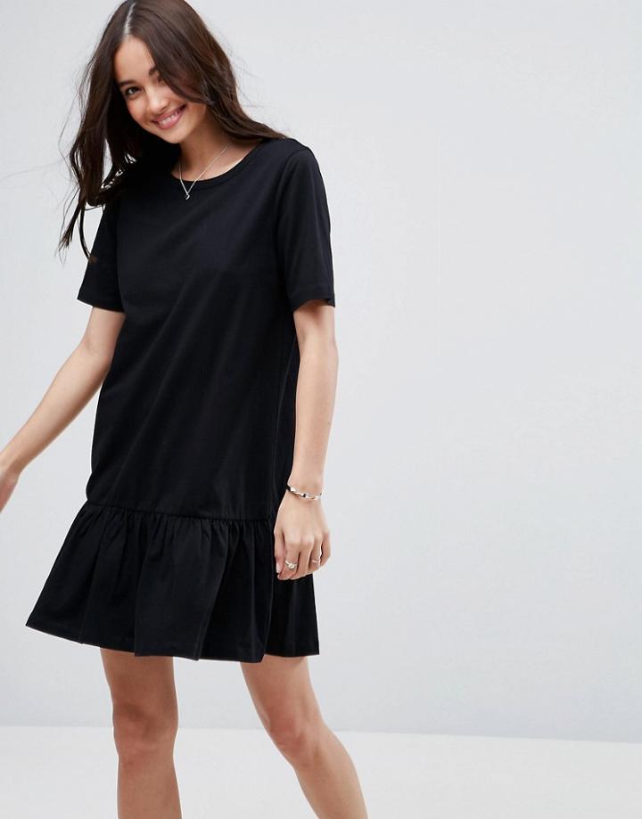Asos Mini Drop Hem T-shirt Dress - Black