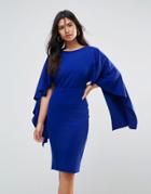 City Goddess Midi Dress With Ruffle Sleeve - Blue