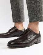 Ted Baker Larriy Leather Brogue Shoes In Burgundy - Red
